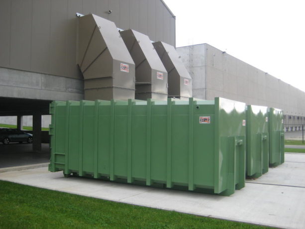 Stationäre Pressanlage Abwurfschacht