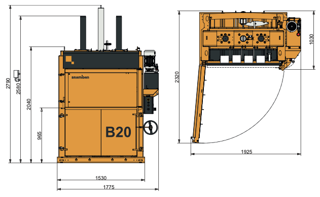 Ballenpresse Bramidan B30 Aussenmasse | Toel Recycling AG