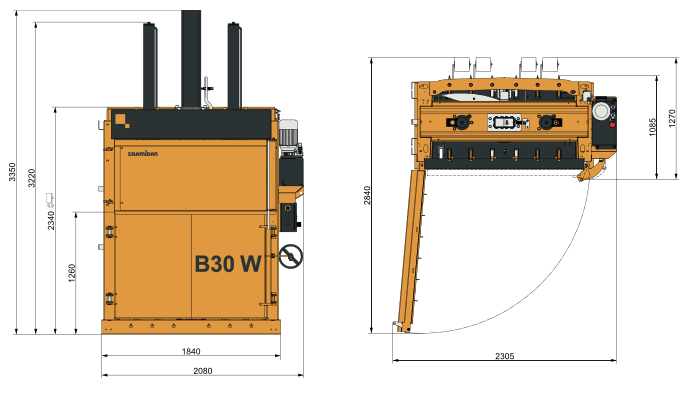Ballenpresse Bramidan B30 Wide Aussenmasse | Toel Recycling AG