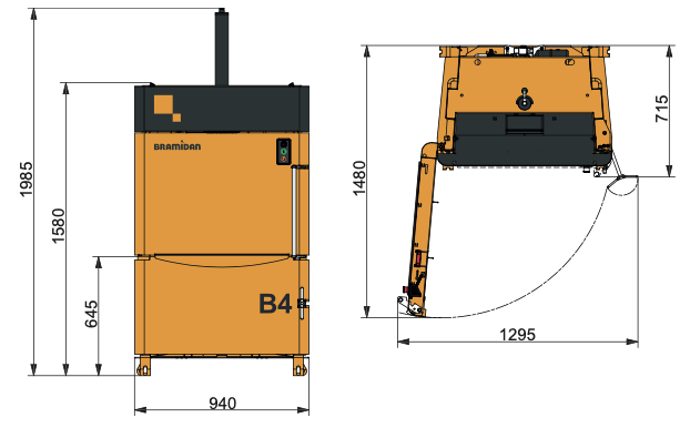 Ballenpresse Bramidan B4 Aussenmasse | Toel Recycling AG