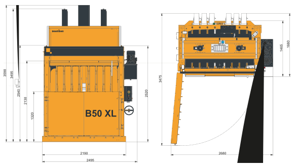 Ballenpressen Bramidan B50 XL SD Aussenmasse