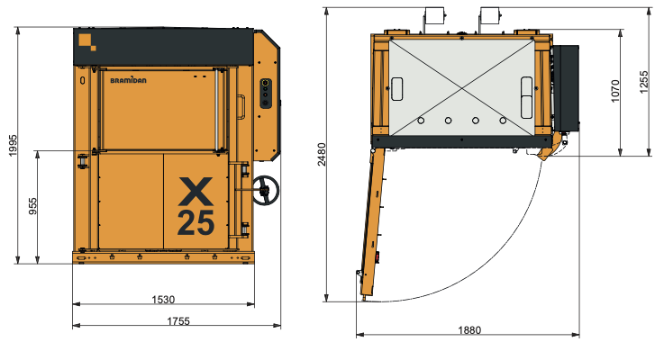 Ballenpressen Bramidan X25 Aussenmasse